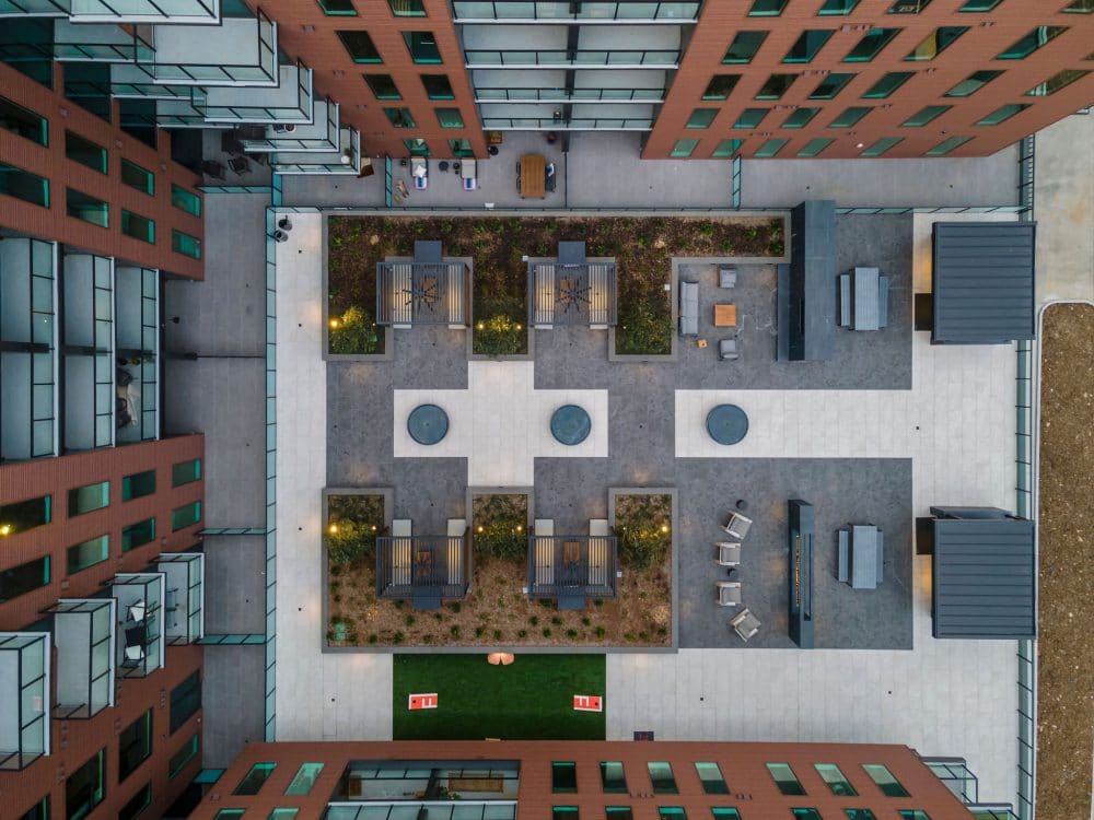 aerial view of the Forth at Navigation courtyard